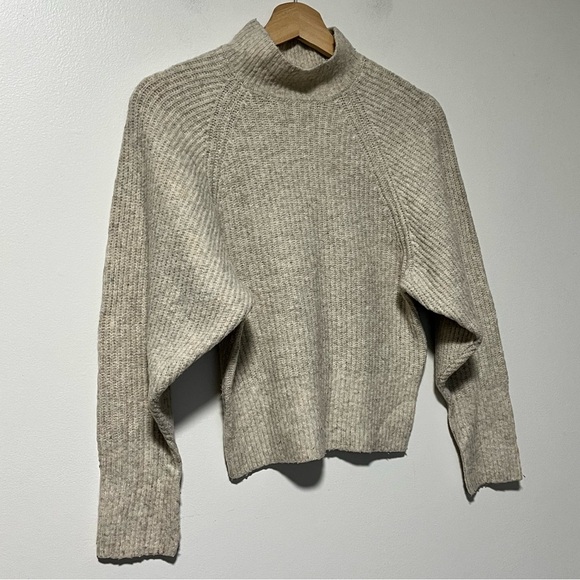 Ruby Moon Alpaca Blend Mock Neck Sweater – Size S, Beige, Cozy Ribbed Knit - Picture 8 of 11